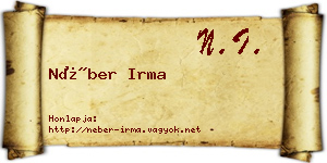 Néber Irma névjegykártya
